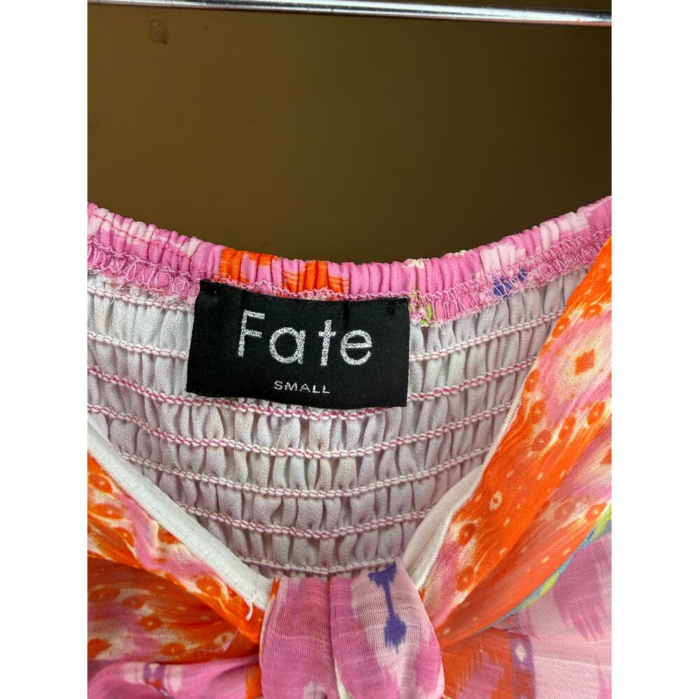 Fate Boho Print Strapless Maxi Dress Tie Front Size Small - Picture 3 of 3